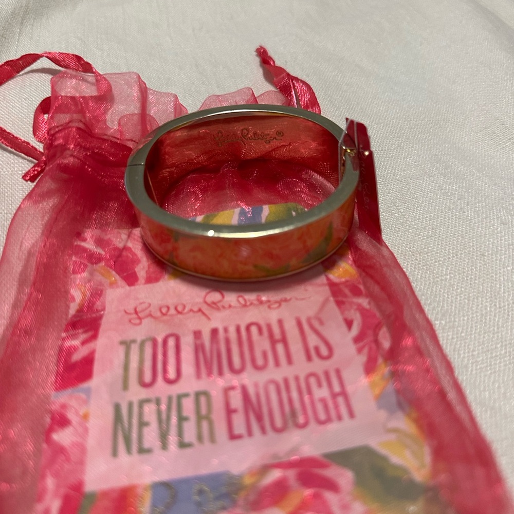 Lilly Pulitzer Silver and Pink Bangle Bracelet
